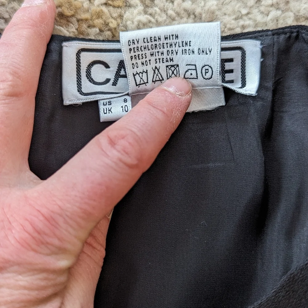 Vintage 100% Wool Womens Size 8 Pencil Skirt Black Solid Lined